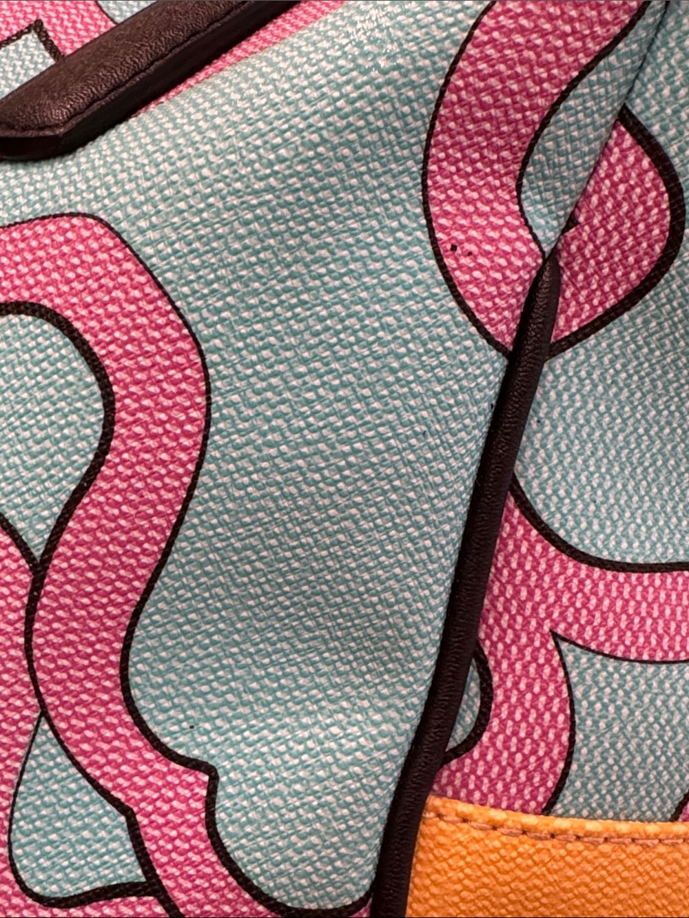TOUS Bag Celeste Aqua Blue & Pink Patterned Satchel Bag - Picture 15 of 17